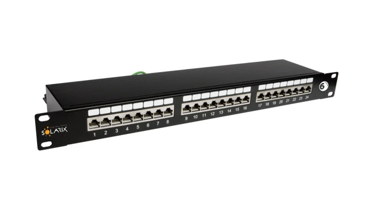 Patch panel Solarix 24 x RJ45 CAT6 STP czarny 1U SX24-6-STP-BK