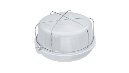 Oprawa SAUNA-7061N, E27, 100W, biała-bakelit, klosz matowy-szkło, IP54, siatka metalowa A2810-M