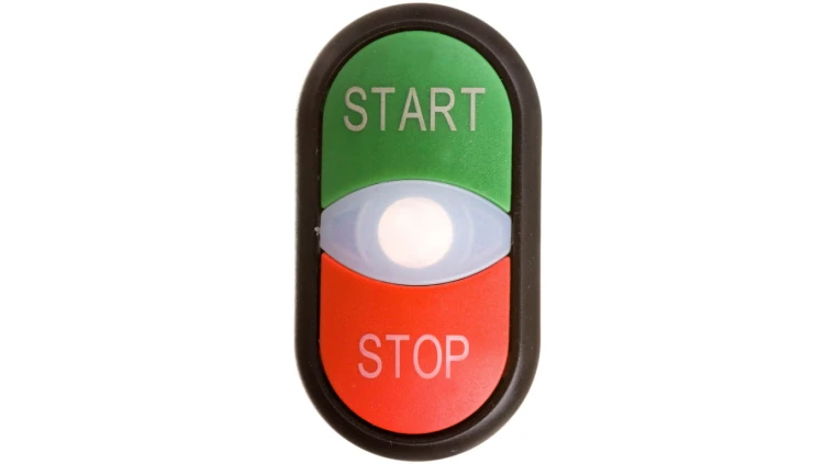 Napęd przycisku podwójny zielony/czerwony START-STOP z podświetleniem z samopowrotem M22S-DDL-GR-GB1/GB0 216703