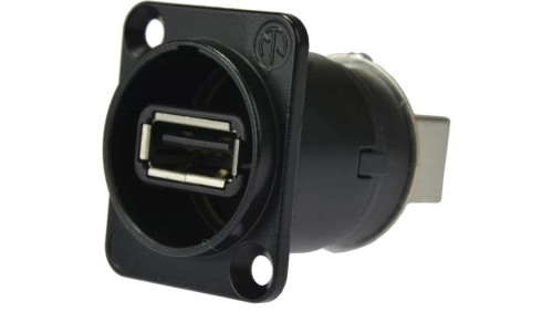 NEUTRIK Gniazdo tablicowe panelowe Adapter USB 2.0 A / B odwracalny czarny NAUSB-W-B