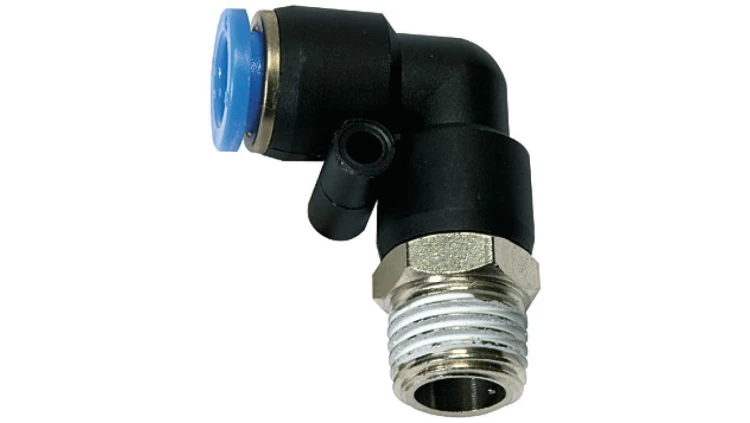 Złączka pneumatyczna wtykowa kątowa obrotowa do węża fi 8 mm, R 1/2 GZ, tworzywo sztuczne