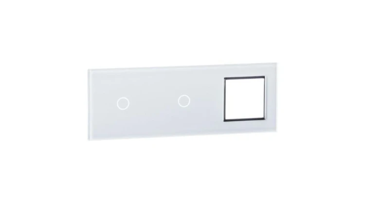 Livolo BIAŁY PANEL SZKLANY 1+1+ MIEJSCE NA GNIAZDO 7011G-61