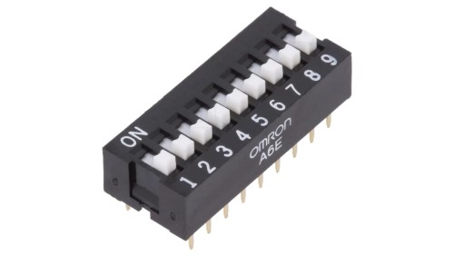 Przełącznik DIP-SWITCH Ilość sekcji 9 ON-OFF 0,025A/24VDC A6E-9104-N