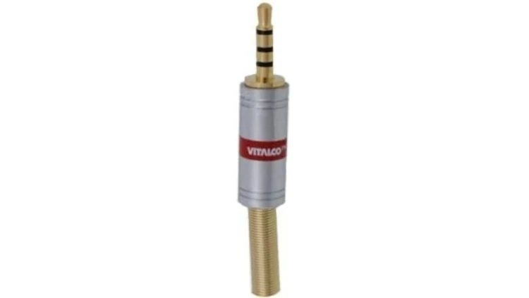 VITALCO JW940 Wtyk Audio AUX mini Jack 3,5mm 4-polowy na kabel do 4,0mm CHROME pozłacany czerwony