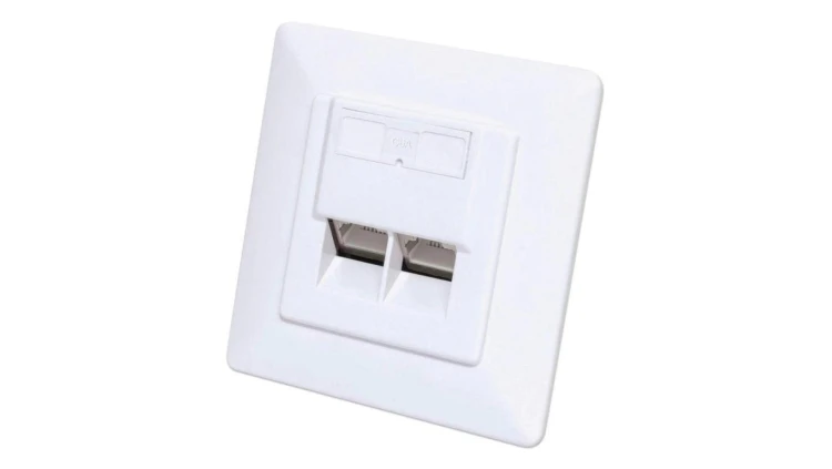 Gniazdo sieciowe podtynkowe 2x RJ45 Cat6a 10G, STP, białe 771917