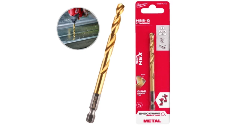 Wiertło do metalu HSS-G TiN walcowane 6,5x64/107mm RED HEX SHOCKWAVE MILWAUKEE 72.0831
