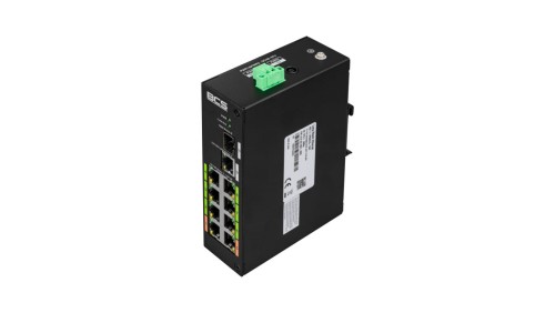 9 portowy Switch (PoE) niezarządzalny, 8 portów PoE 100Mbps, 1 port RJ45 uplink Gigabit, 1 port światłowodowy SFP Gigabit