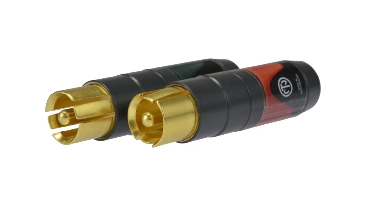 NEUTRIK Wtyk RCA Cinch HQ na kabel do 7,3mm pozłacany czarny NF2C-B/2 Komplet 2 sztuk (czarny + czerwony)