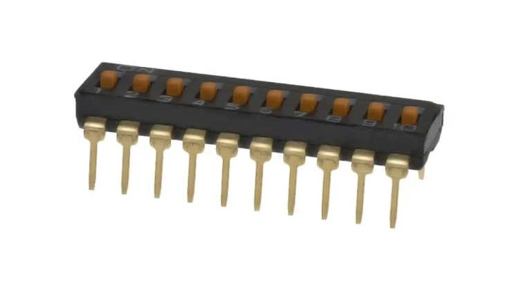 Przełącznik DIP-SWITCH Ilość sekcji 10 ON-OFF 0,025A/24VDC A6T-0104