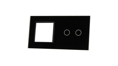 Livolo CZARNY PANEL SZKLANY 2 + MIEJSCE NA GNIAZDO 702G-62