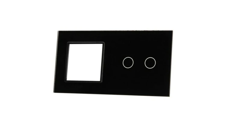 Livolo CZARNY PANEL SZKLANY 2 + MIEJSCE NA GNIAZDO 702G-62