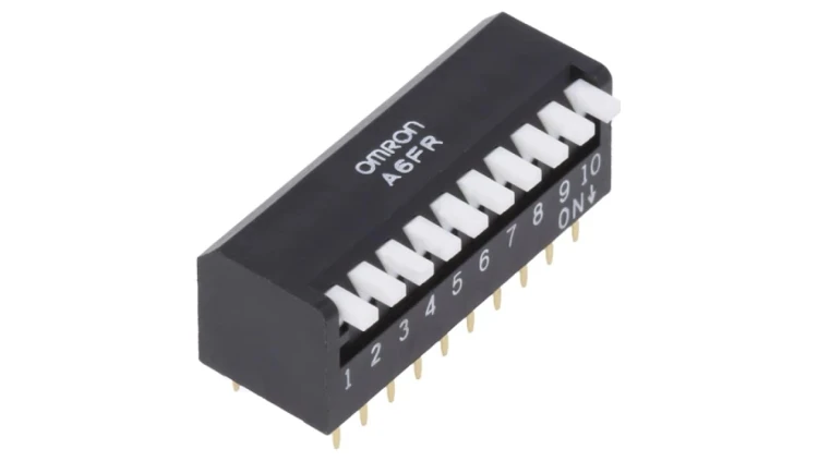 Przełącznik DIP-SWITCH Ilość sekcji 10 ON-OFF 0,025A/24VDC A6FR0104
