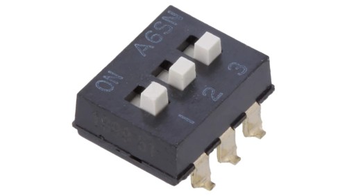 Przełącznik DIP-SWITCH Ilość sekcji 3 ON-OFF 0,025A/24VDC A6SN3104