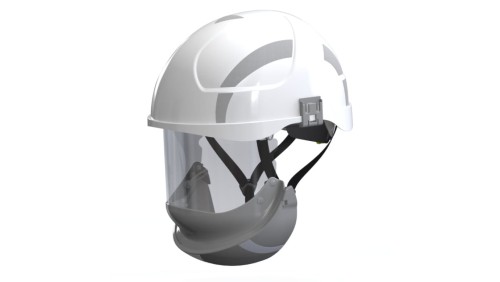 HUBIX SECRA H058S F113.WSE2 Biały hełm elektroizolacyjny, osłona twarzy klasy 2 Box-test, do 20 kV AC / 1,5 kV DC
