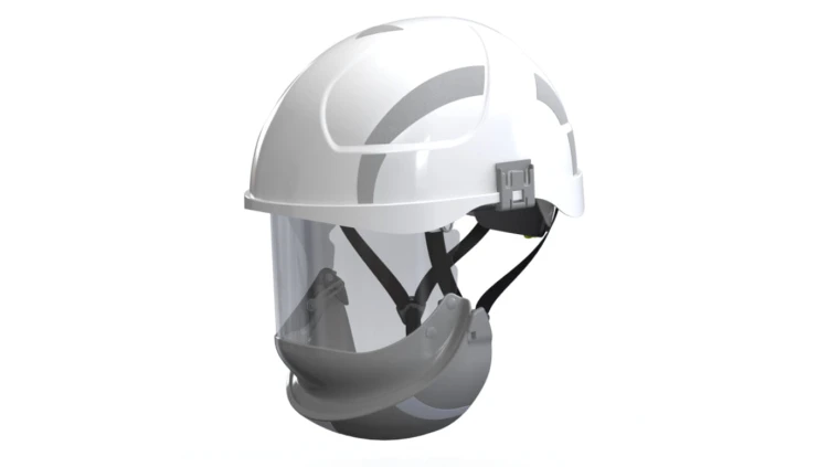 HUBIX SECRA H058S F113.WSE2 Biały hełm elektroizolacyjny, osłona twarzy klasy 2 Box-test, do 20 kV AC / 1,5 kV DC