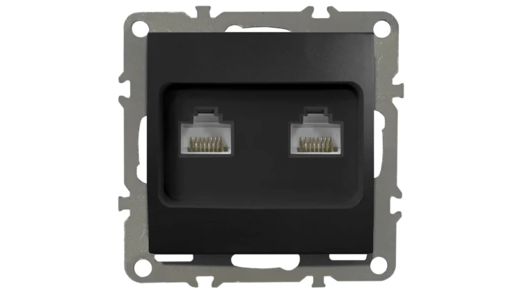 QUADRA GNIAZDO KOMPUTEROWE PODWÓJNE LAN RJ45x2 CZARNE