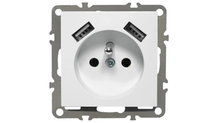 QUADRA GNIAZDKO Z BOLCEM 2X USB DO RAMEK 230V 2.1A