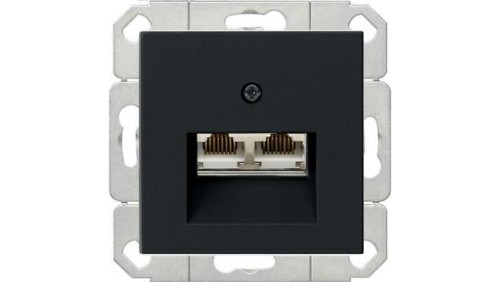 Gniazdo komputerowe podw. RJ45 cat. 6 Gira System 55 czarny mat