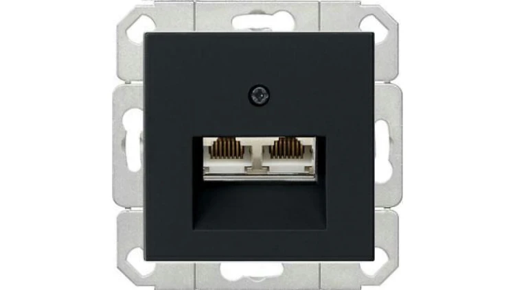 Gniazdo komputerowe podw. RJ45 cat. 6 Gira System 55 czarny mat