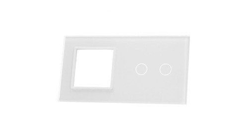 Livolo BIAŁY PANEL SZKLANY 2 + MIEJSCE NA GNIAZDO 702G-61