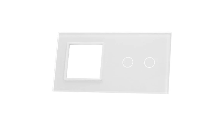 Livolo BIAŁY PANEL SZKLANY 2 + MIEJSCE NA GNIAZDO 702G-61