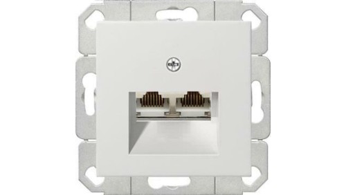 Gniazdo komputerowe podw. RJ45 cat. 6 Gira System 55 biały połysk