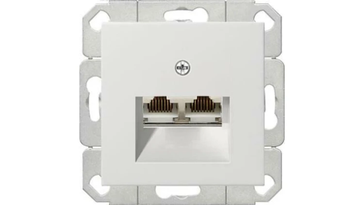 Gniazdo komputerowe podw. RJ45 cat. 6 Gira System 55 biały połysk