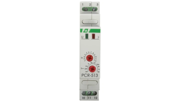 Przekaźnik czasowy 1P 10A 0,1sek-576h 230V AC opóźnione załączenie PCR-513
