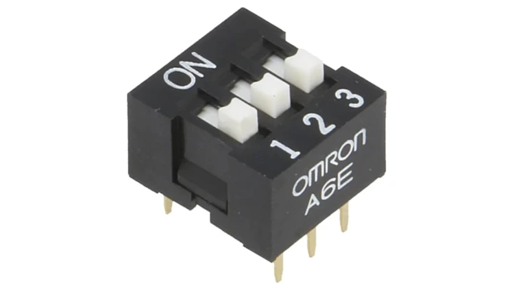 Przełącznik DIP-SWITCH Ilość sekcji 3 ON-OFF 0,025A/24VDC A6E-3104-N