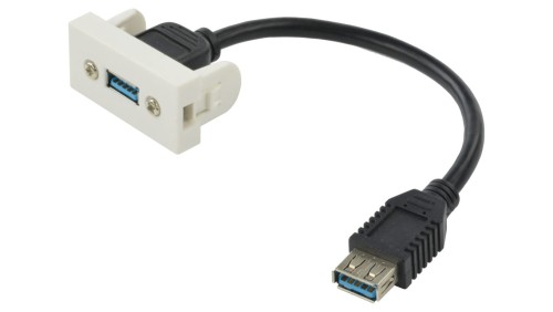 Gniazdo USB 3.0 z przewodem 15cm moduł 1M 22,5x45 biały Mediabox