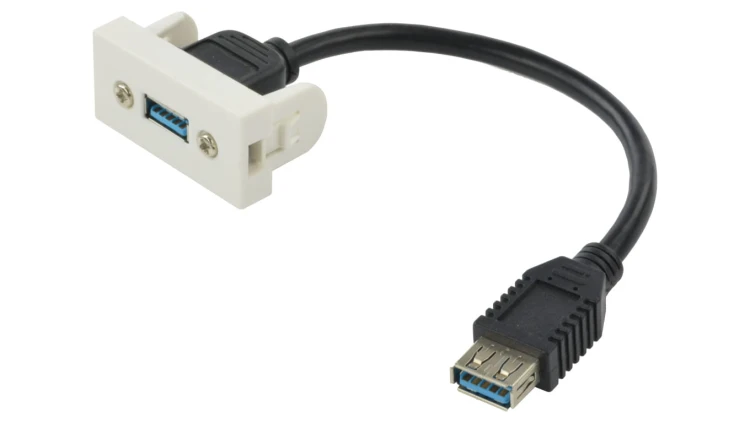 Gniazdo USB 3.0 z przewodem 15cm moduł 1M 22,5x45 biały Mediabox