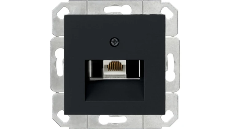 Gniazdo komputerowe poj. RJ45 cat. 6 Gira System 55 czarny mat