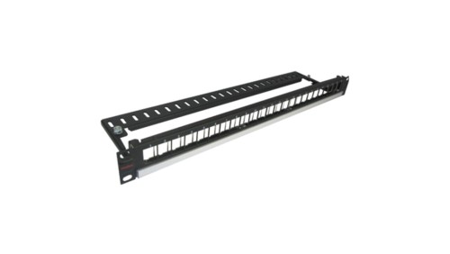 Panel 19-calowy 24 x Keystone UTP/FTP, 1U,z półką kablową, bez modułów, Czarny PID-00257