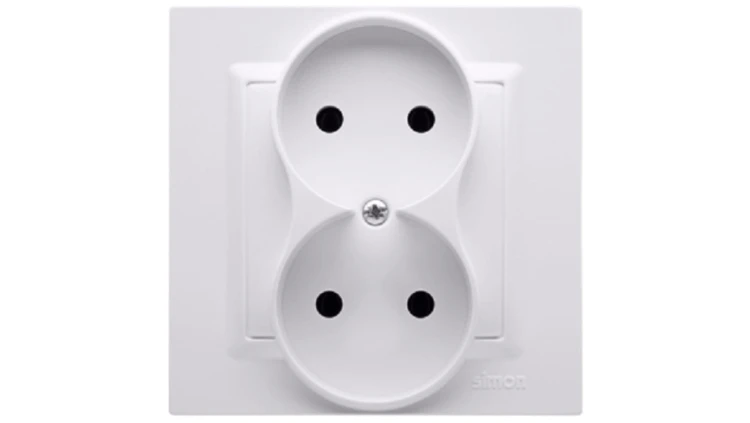 Simon 10 Gniazdo podwójne b/u MONOBLOCK 16A, 250V białe CG2/11