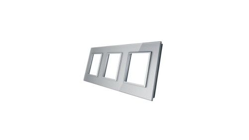 Livolo POTRÓJNA SREBRNA METALIZOWANA RAMKA SZKLANA 222 x 80mm GPF-3-64