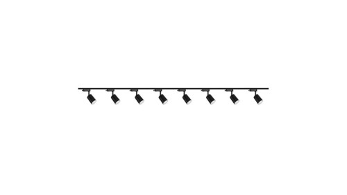Zestaw 8x lampa SIENA ALU Track 3F czarna z żarówką led gu10 PHILIPS 5W ciepła biała + szynoprzewód 2 x 2m kolor czarny