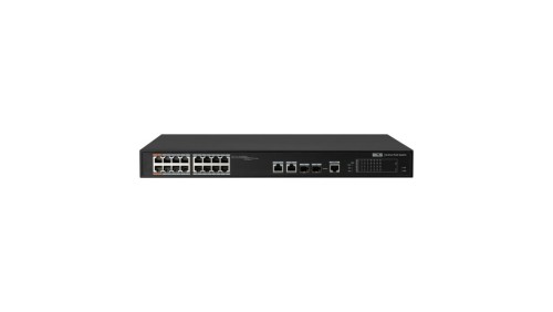 Switch (PoE),18 portowy zarządzalny 16 portów PoE 100Mbps, 2 porty RJ45 uplink Gigabit, 2 porty światłowodowe SFP Gigabit