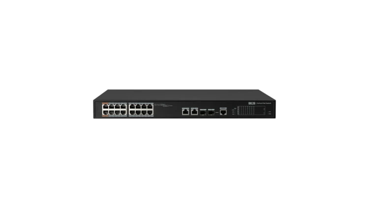 Switch (PoE),18 portowy zarządzalny 16 portów PoE 100Mbps, 2 porty RJ45 uplink Gigabit, 2 porty światłowodowe SFP Gigabit