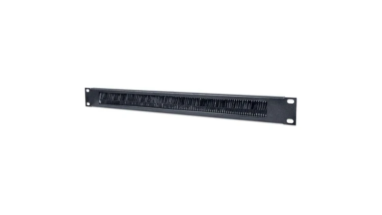 Przepust kablowy szczotkowy 1U Rack 19, czarny