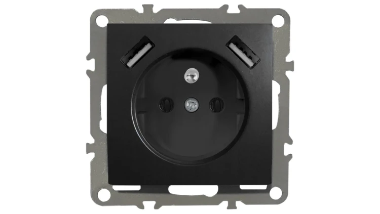 QUADRA GNIAZDO Z BOLCEM 2X USB DO RAMEK 230V 2.1A
