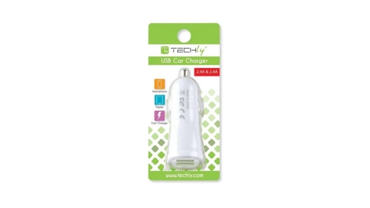 Samochodowa ładowarka 2X USB 5V/2.4A + 2.4A Biała IUSB2-CAR2-4A2P