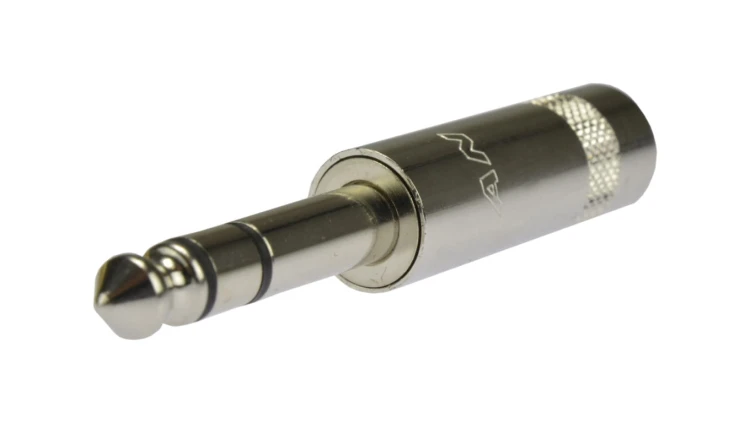 REAN Wtyk instrumentalny Jack 6,3mm Stereo na kabel do 6,0mm niklowany NYS202