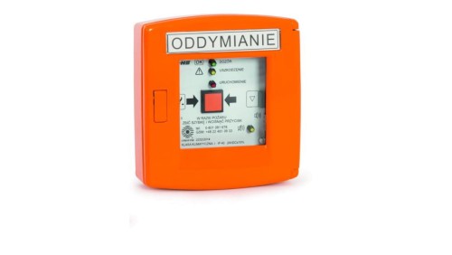 D+H RT 45-ST-PL Przycisk oddymiania w obudowie aluminiowej w kolorze pomarańczowym z sygnalizatorem akustycznym (70 dB / 400 Hz)