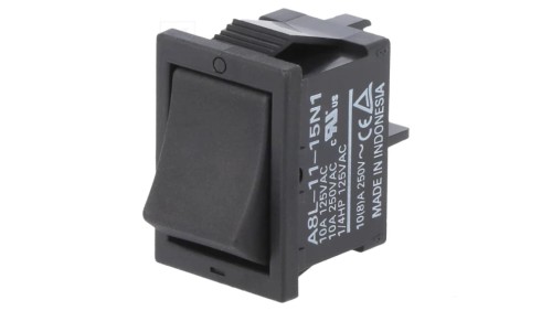 ROCKER SPST Poz 2 ON-OFF 10A/250VAC czarny brak -20÷55C A8L1115N1