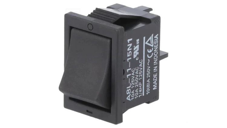 ROCKER SPST Poz 2 ON-OFF 10A/250VAC czarny brak -20÷55C A8L1115N1
