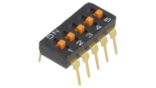 Przełącznik DIP-SWITCH Ilość sekcji 5 ON-OFF 0,025A/24VDC A6T-5104