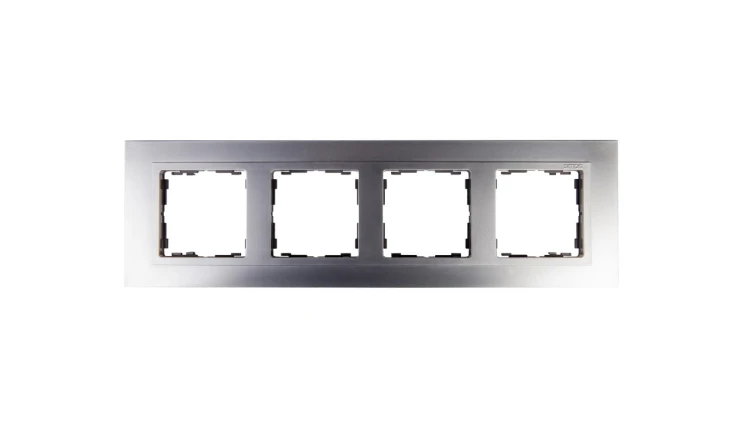 Simon 82 Ramka poczwórna pozioma metalowa aluminium/ ramka pośrednia aluminium mat 82947-33