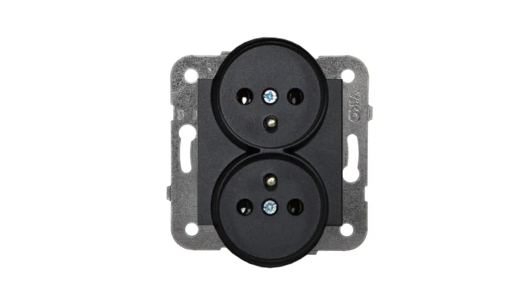 VIKO Panasonic NOVELLA Gniazdo podwójne z/u czarne do ramek 92551071M