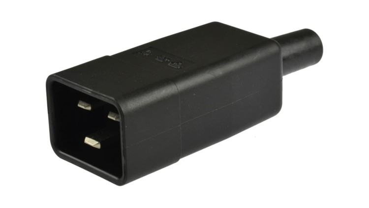 Gniazdo zasilające IEC320 C20 złącze serwerowe, do UPS (męskie) 2P+Z 16A na kabel do 9,5mm
