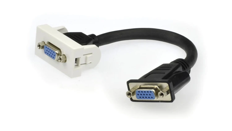 Gniazdo monitorowe SVGA 15pin z przewodem 20cm moduł 1M 22,5x45 biały HQ Mediabox